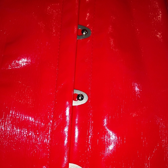 Goth Red And White Pvc Underbust Corset - Picture 9 of 9